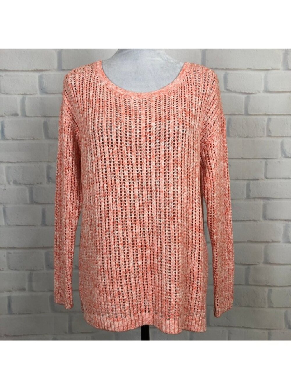 Talbots Orange Loose Knit 100% Cotton Sweater Petite Size PM